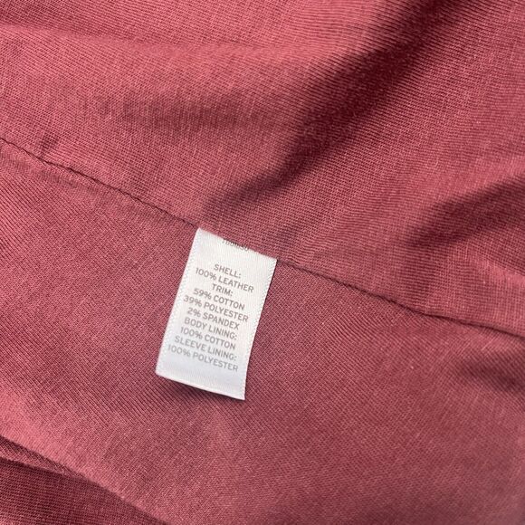 Hinge Leather Peplum Zip Jacket S Burgundy Red Witchy Preppy Mob Wife Capsule - Picture 12 of 13